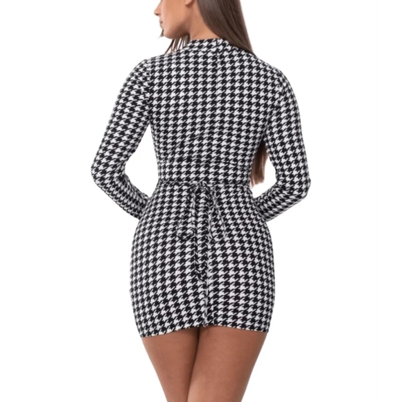 Hounds Tooth Print Dress - Picture 2 of 5